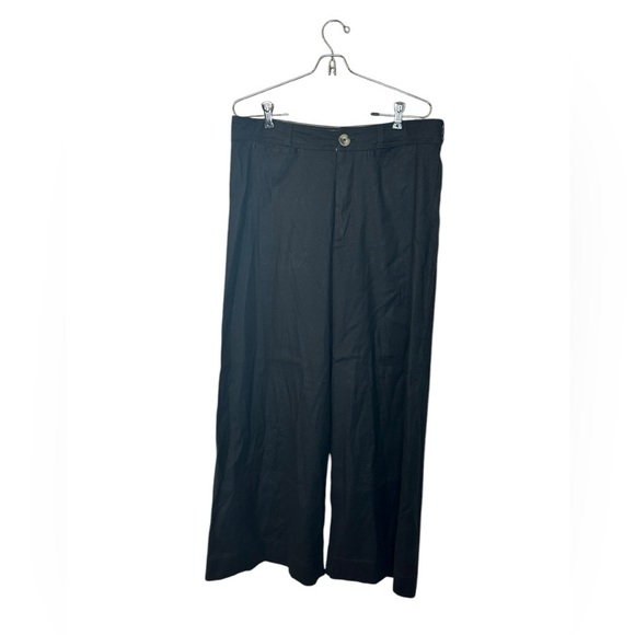 Anthropologie The Ettie High-Rise Crop Wide-Leg Pants by Maeve Linen 32 black - Picture 2 of 9